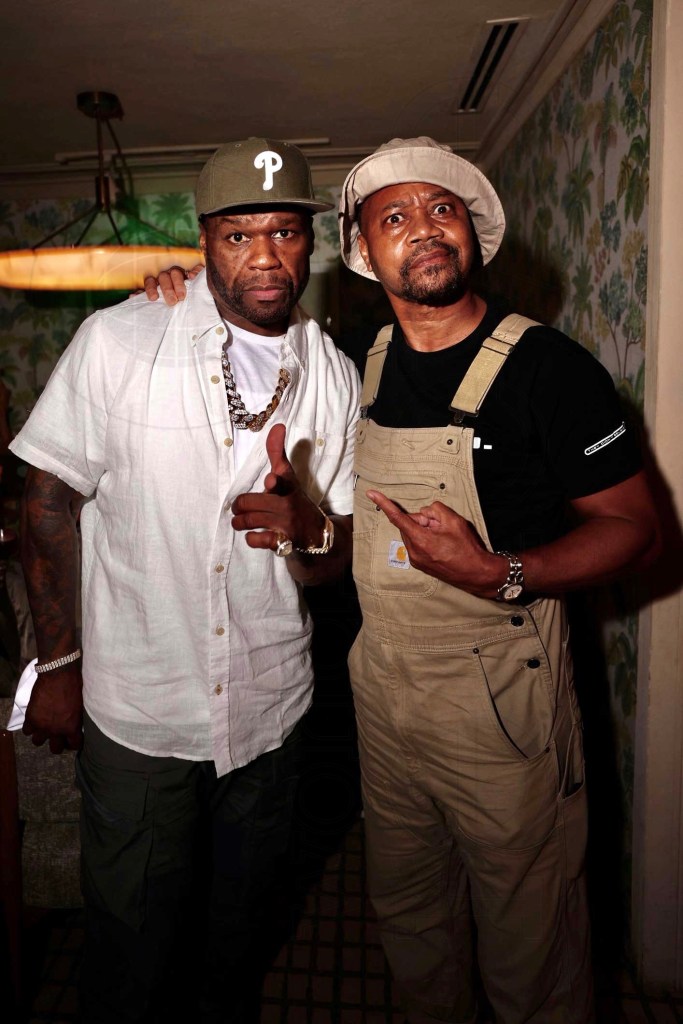 Rapper 50 Cent and actor Cuba Gooding Jr. pose next to each other