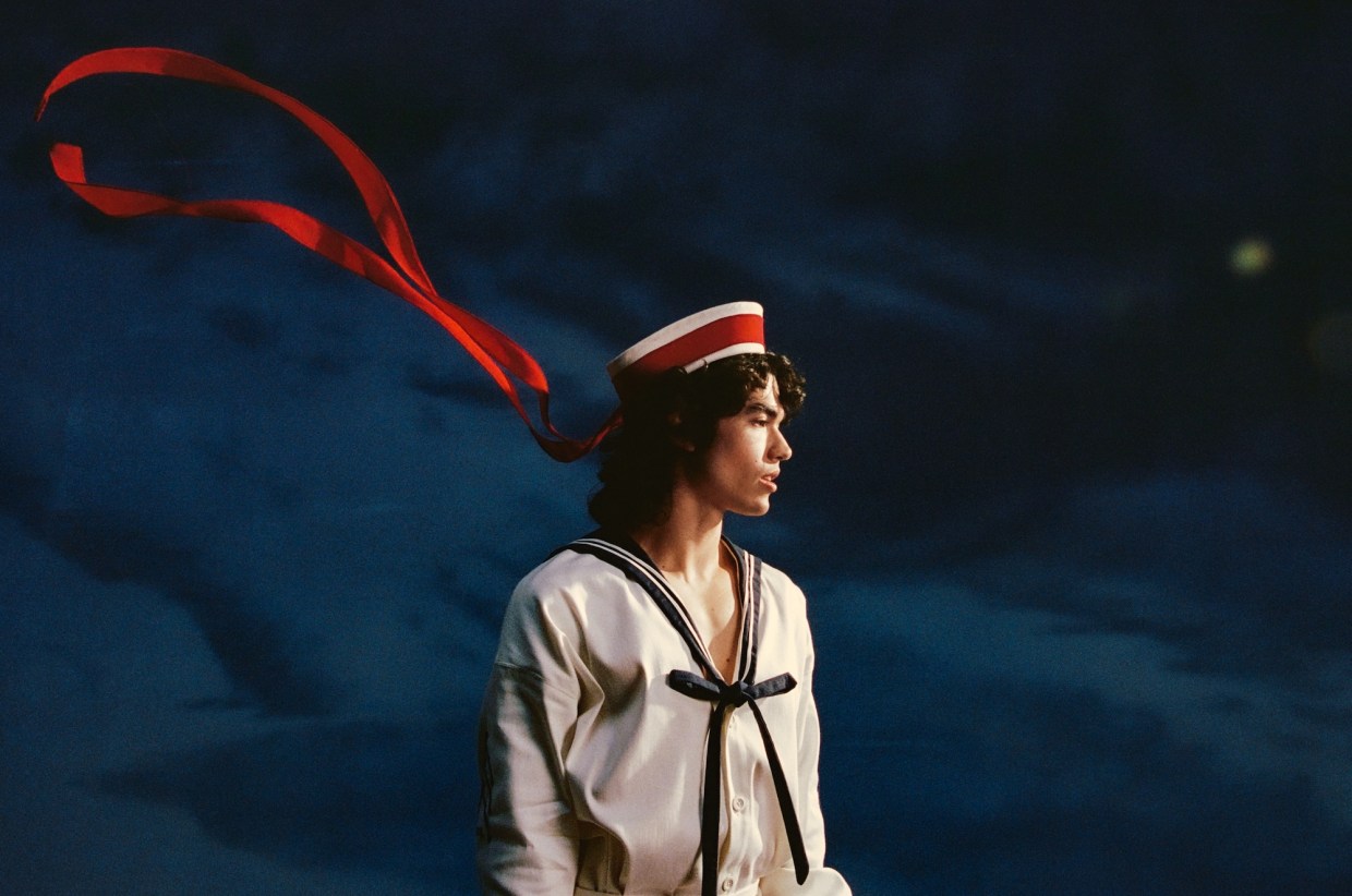 popstar Conan Gray in a sailor outfit