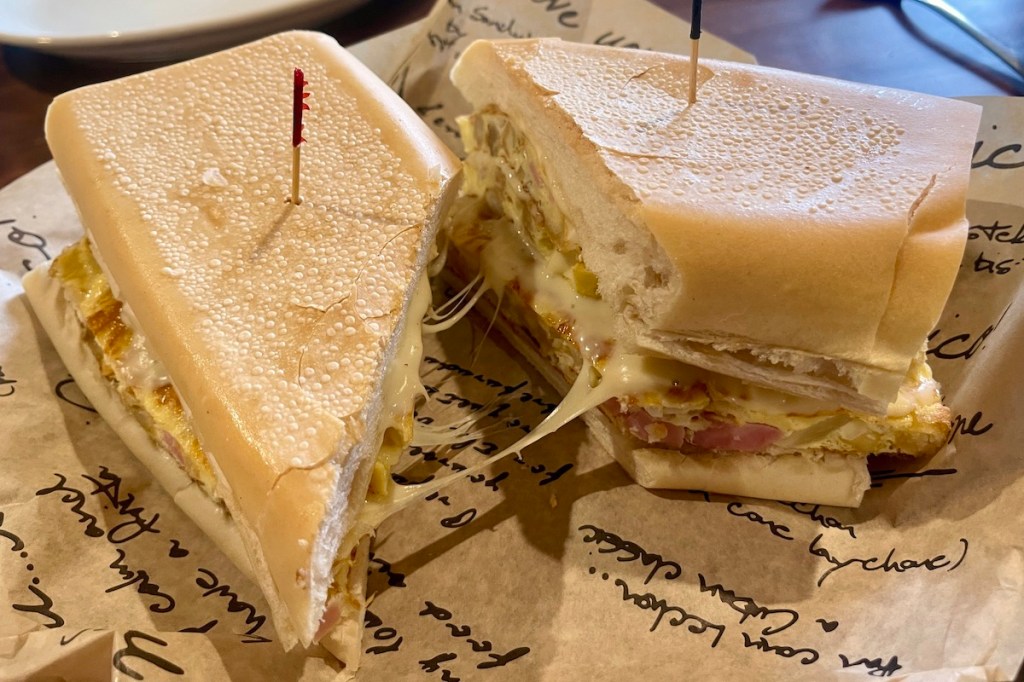 sandwiches on brown paper setting
