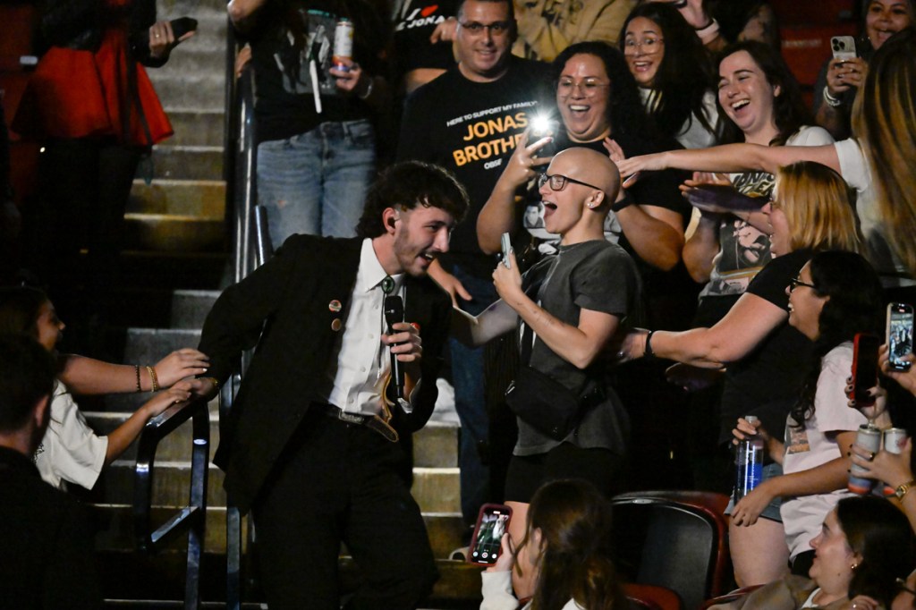 Frankie Jonas and his band the Byzantines  performs on stage during the JONAS20: Greetings from Your Hometown Tour at Amerant Bank Arena on Oct. 24, 2025 in Sunrise, Florida.