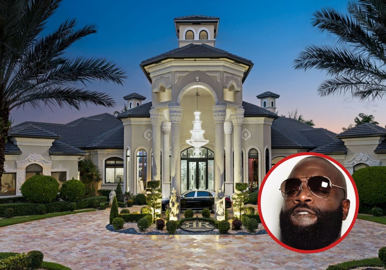 Picture of a mansion in South Florida and Rick Ross