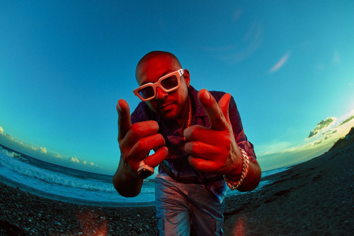 Image of a man wearing sunglasses pointing at the camera.