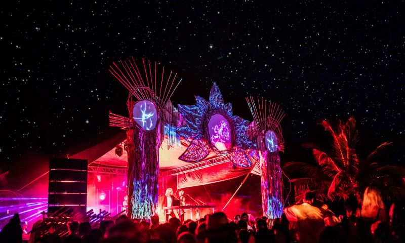 Photo of a stage at an electronic music festival