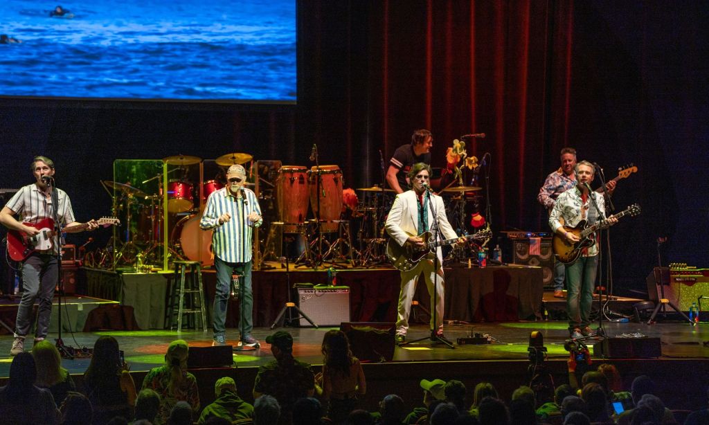 Photo of the Beach Boys performing on stage in Hollywood, Florida.