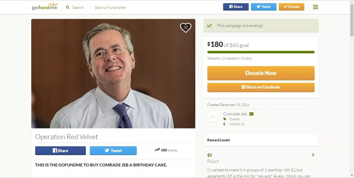 Someone Is Crowdfunding a Birthday Cake for Sad Jeb Bush