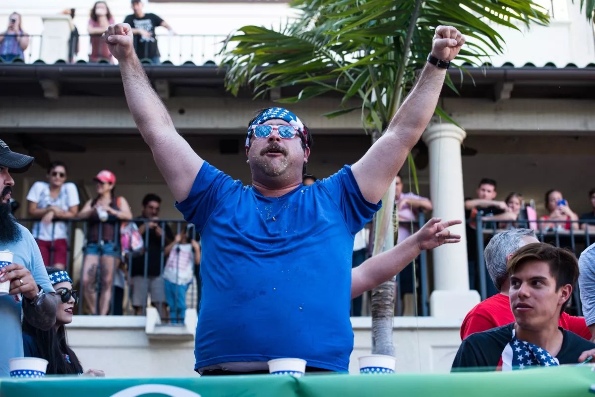Victor “El Machine” Aldrich Is CocoWalk’s 2017 Hot Dog Eating Champ (Video)
