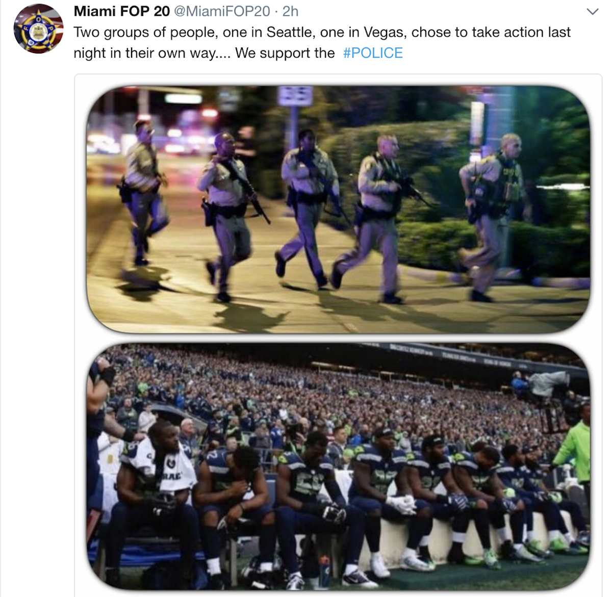 Miami Police Union Chief Uses Vegas Mass Shooting to Slam NFL Protests
