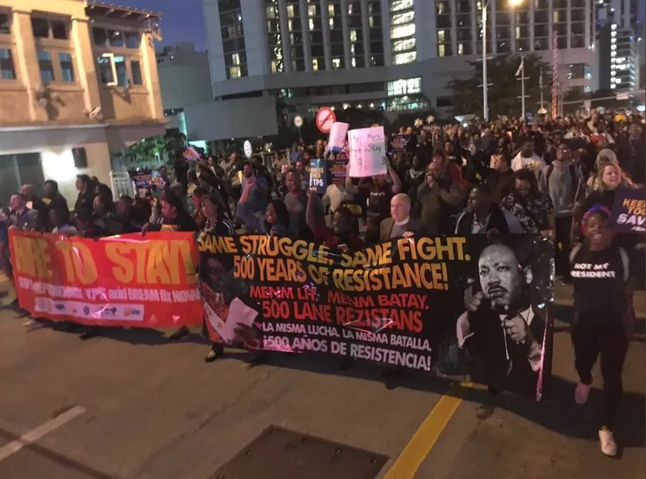 Pro-Immigrant Protesters Shut Down Downtown Miami Streets Last Night to Save TPS