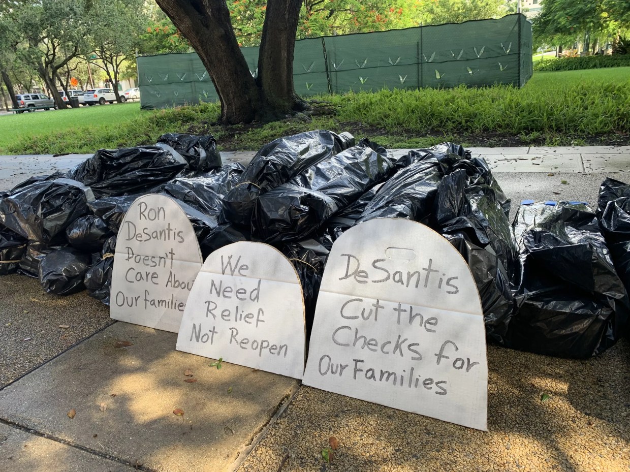 Activist Stages Body Bags in Miami to Shame Florida Leaders for COVID Deaths