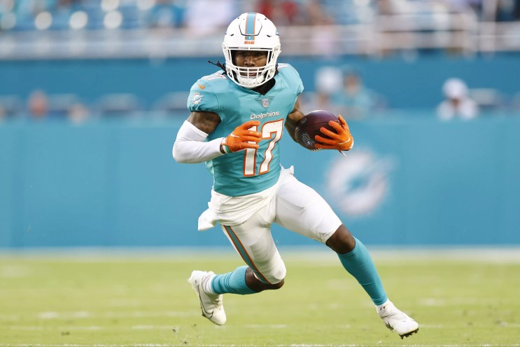 A Miami Dolphins wide receiver darting down field