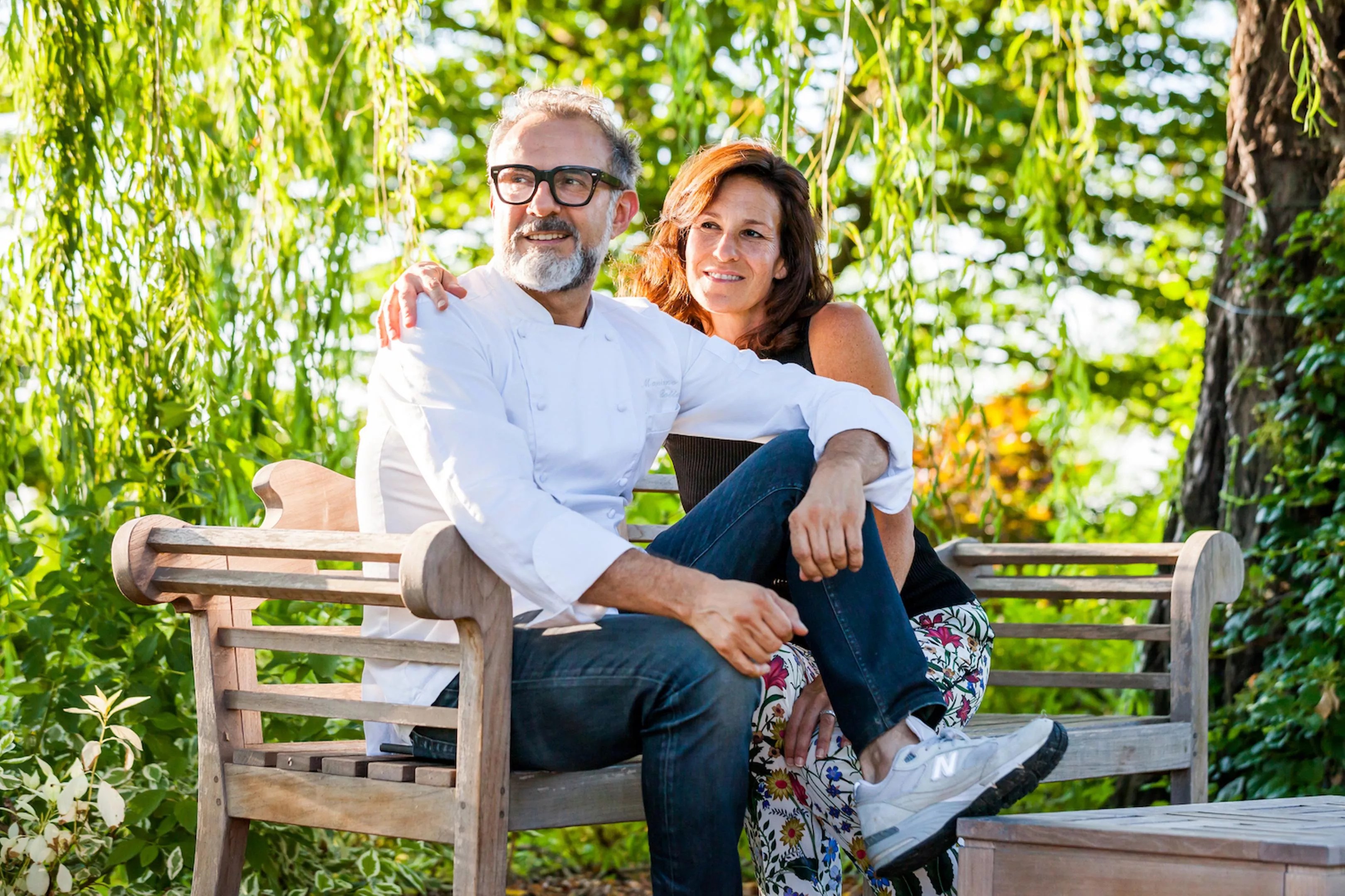 Chef Massimo Botura and his wife Lara Gilmore pose outside.