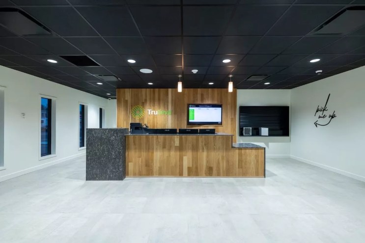 A sleek Trulieve store lobby with modern fixtures