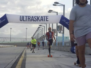 Skaters racing on the racetrack of the Homestead-Miami Speedway