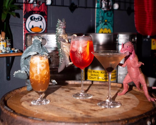 Sake based cocktails with figurines