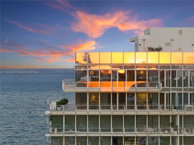 An expansive luxury condo overlooking the ocean in Surfside, Florida.