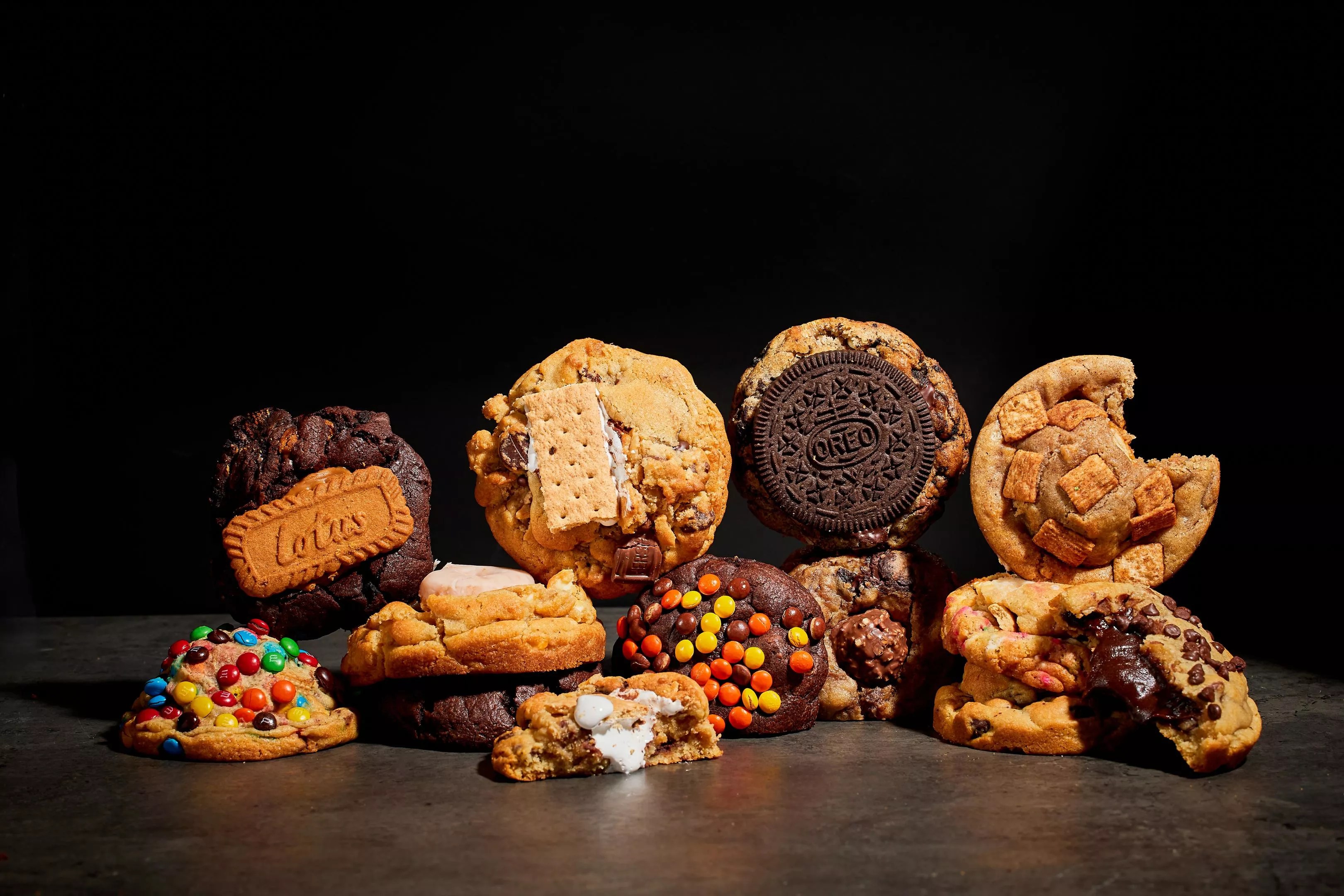cookies in a black background