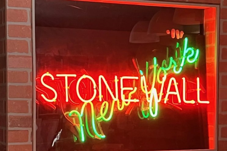 A neon sign reading Stonewall New York