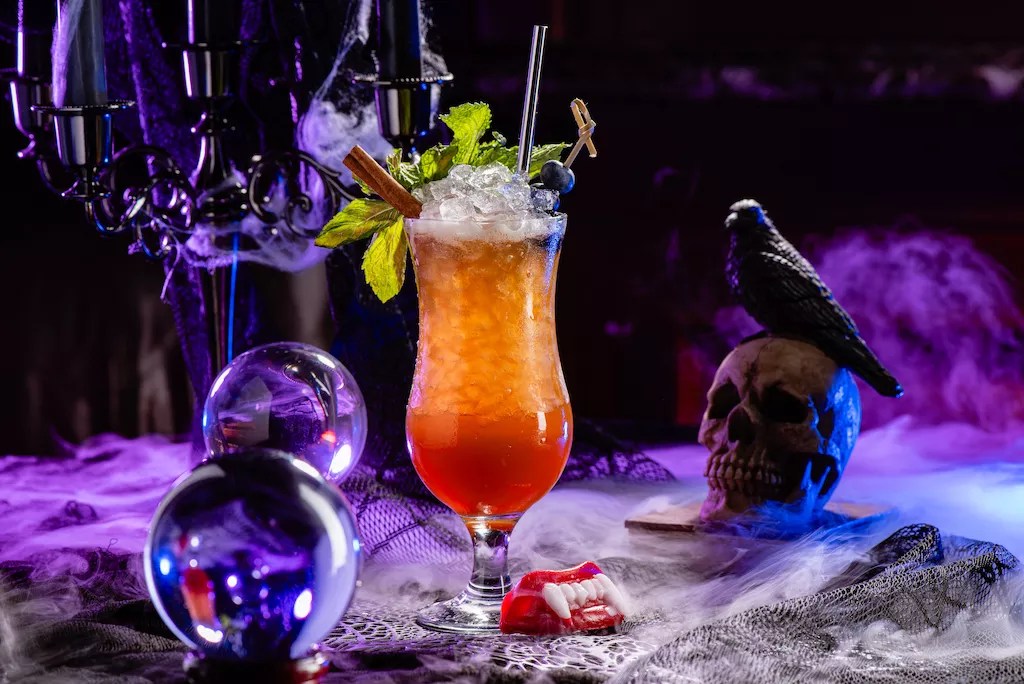 a cocktail with smoke