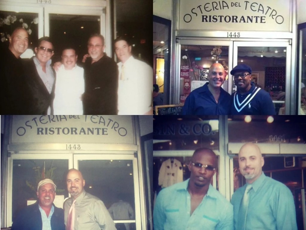 men posing at restaurant