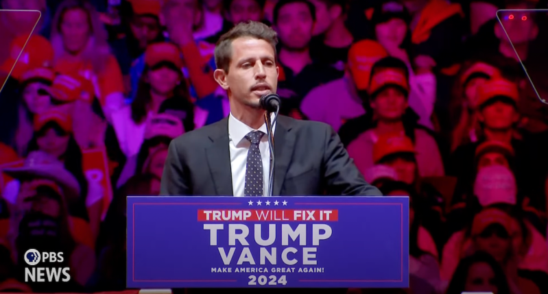 Stand-up comedian Tony Hinchcliffe, who called Puerto Rico a "floating island garbage" during former President Trump's Madison Square Garden rally on Sunday night.