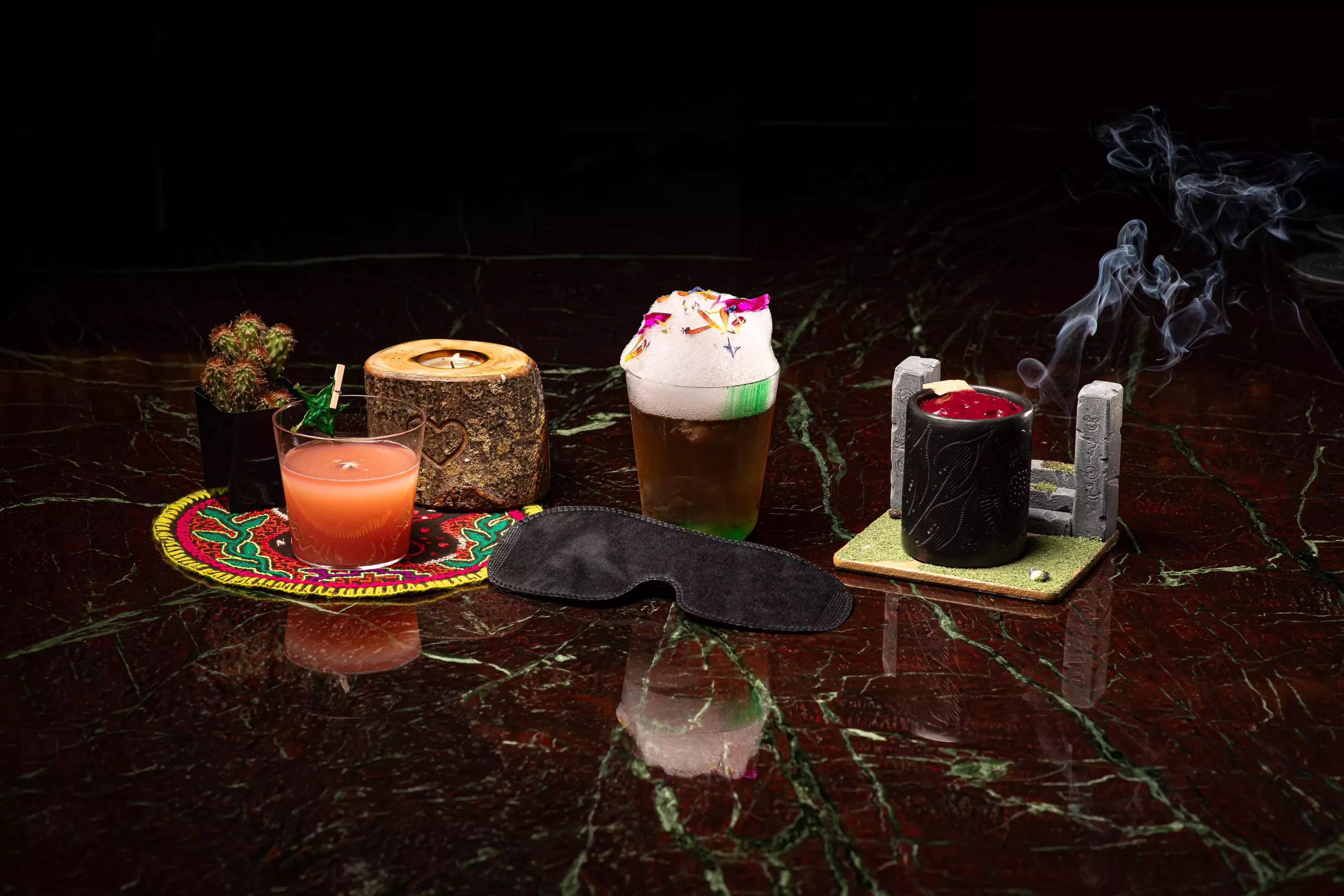 cocktails on marble table