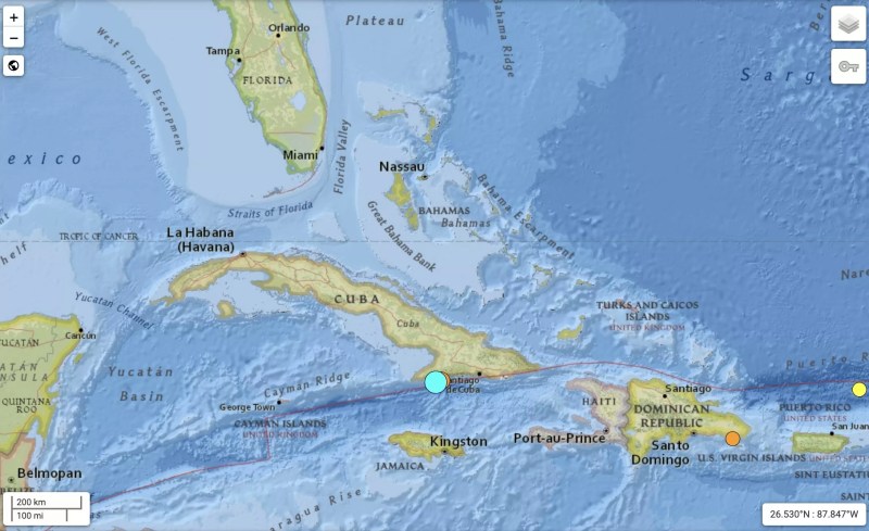 USGS map showing the location of a November 10, 2024, earthquake.