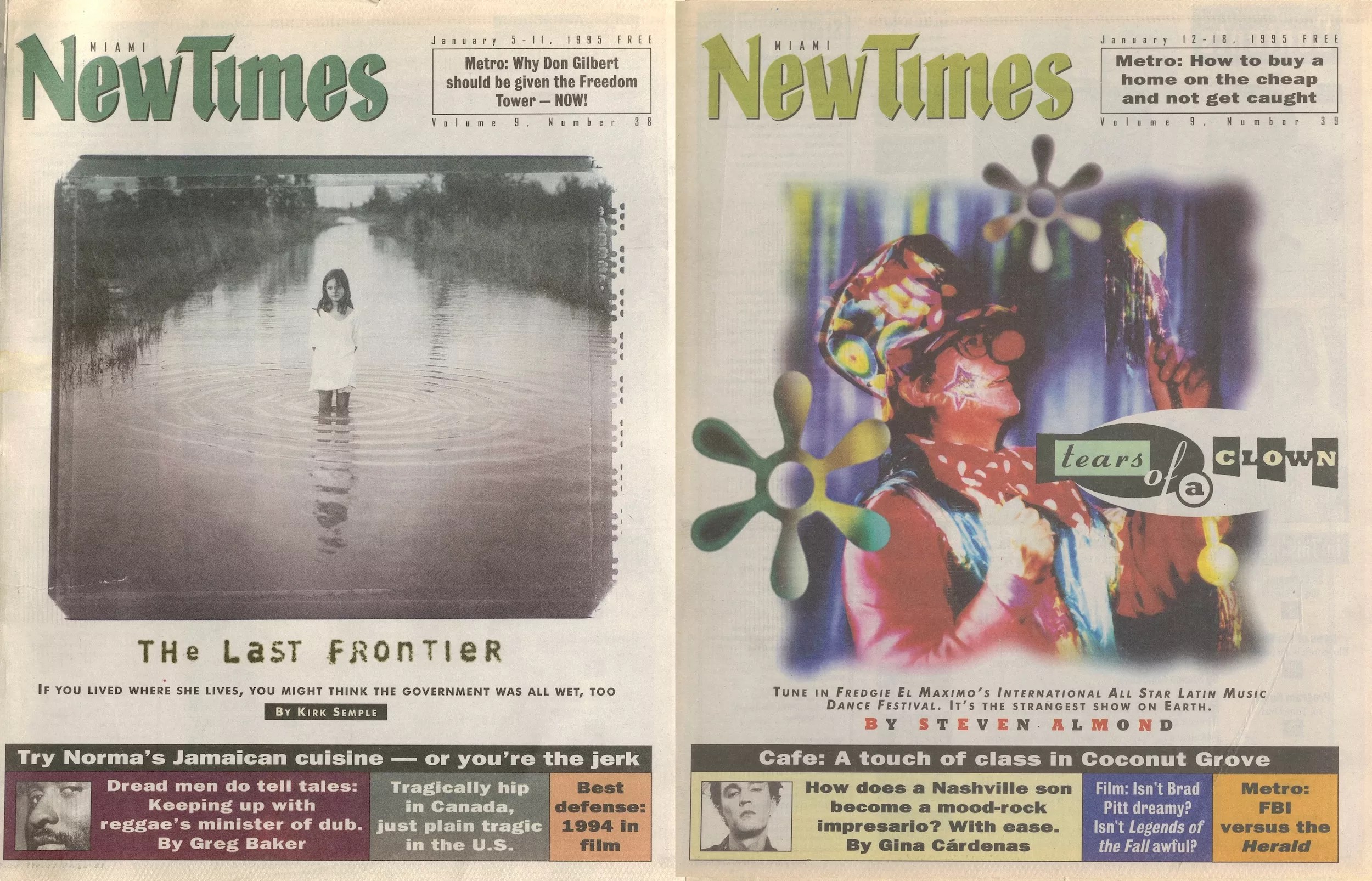 two 1990s covers of an alternative weekly newspaper presented side by side