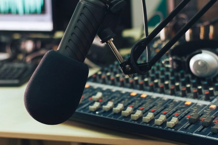 A microphone at a radio station