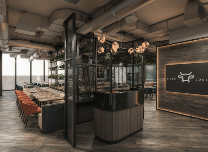 a rendering of a dining room