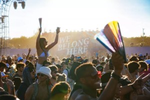 Festivalgoers cheering at We Belong Here Miami