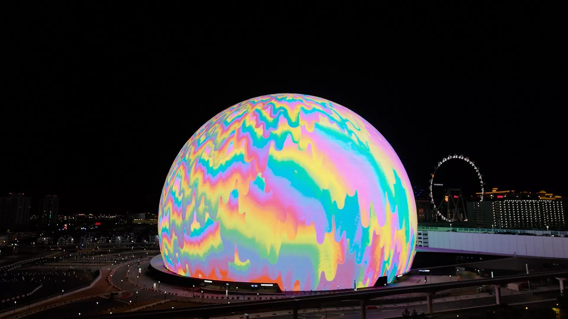 an LED sphere with technicolor display