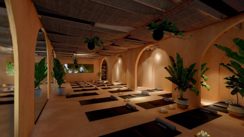 rendering of a yoga studio