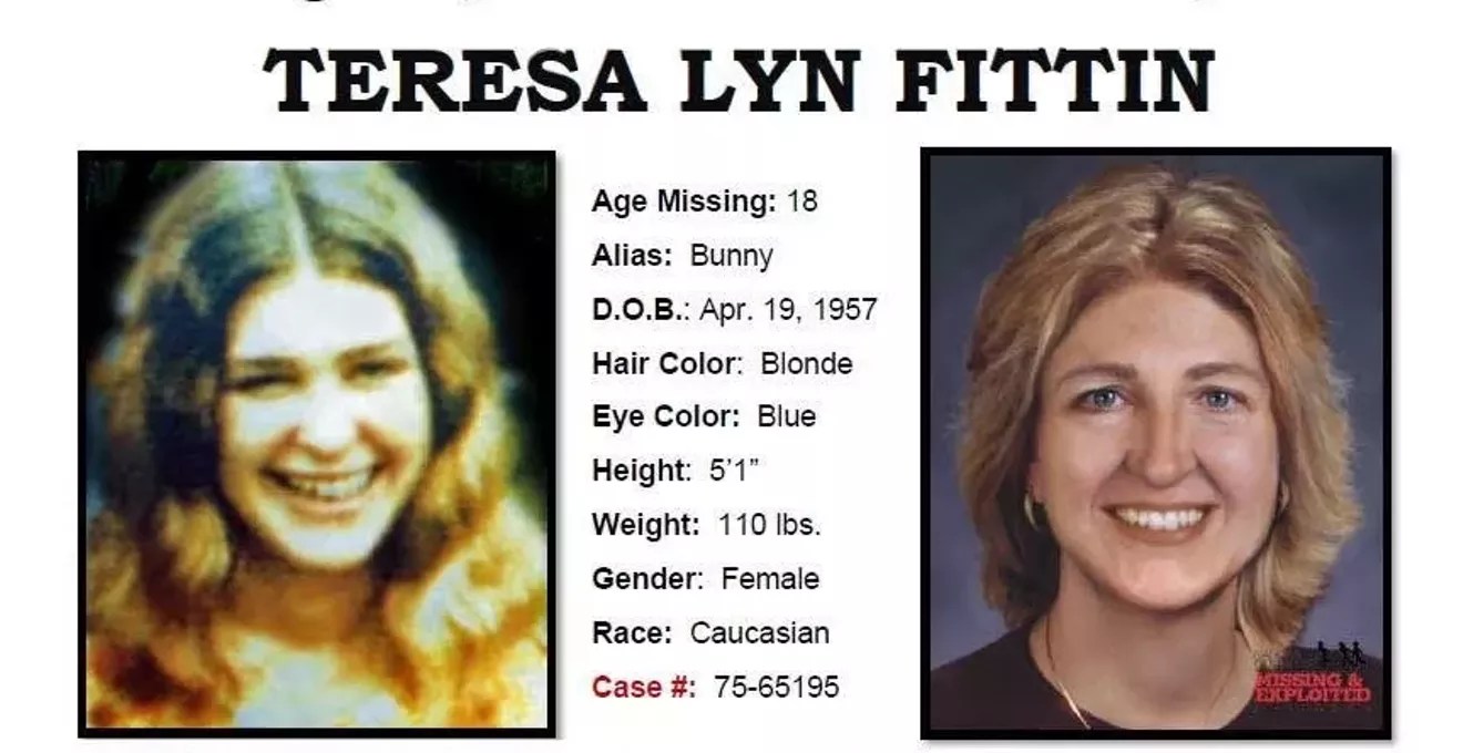 A missing persons poster for Teresa Lyn Fittin.