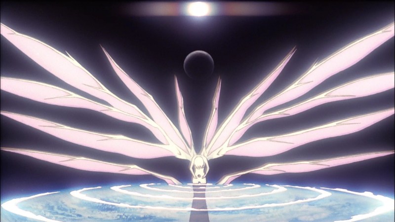 An animated still from director Hideaki Anno's The End of Evangelion