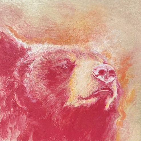 A painting of a black bear.