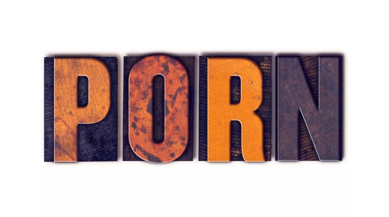 PORN, spelled out in letterpress type characters