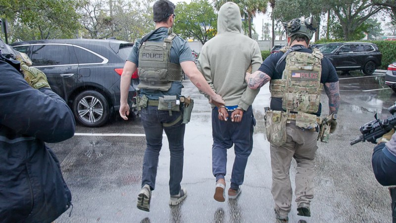 ICE agents arrest a man in Boynton Beach in January 2025.
