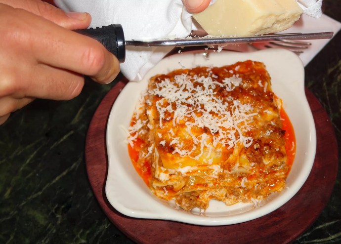 lasagna on a white plate