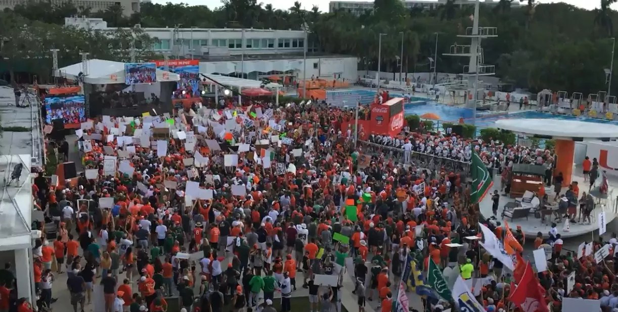 Thousands of Miami Hurricanes fans gathered at the Lakeside Patio during ESPN College GameDay in 2017